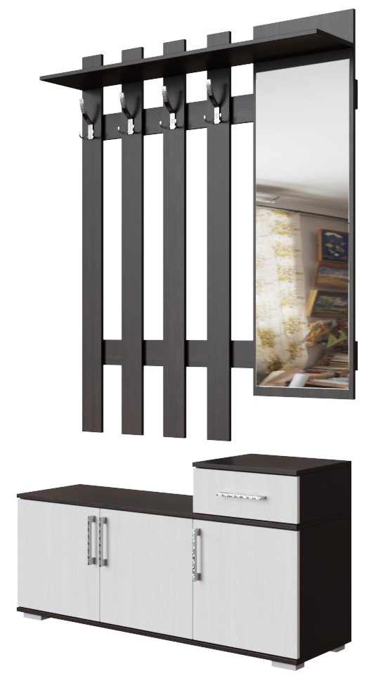 Фото Вешалка с зеркалом №3 (1,2) в Бахчисарае по цене 11 580 ₽ от производителя SV-мебель, код товара 2000001606537, 2000001606544 шт Фото Вешалка с зеркалом №3 (1,2) от производителя Хорошая мебель в Бахчисарае по цене 11 580 ₽