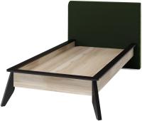 Кровать односпальная Нео (СМ 90х200) с основанием ( 90х200 , ЛДСП/ткань , дуб рокпайл-черный-бруно 8 , без подъемного мех. , без ящиков , без матраса (Регина) ) в Бахчисарае от производителя 