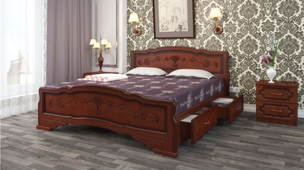 Фото Кровать односпальная Карина-6 (СМ 90х200) с выдвижными ящиками, без основания с универсальными царга от производителя Браво-мебель в Бахчисарае по цене 26 220 ₽