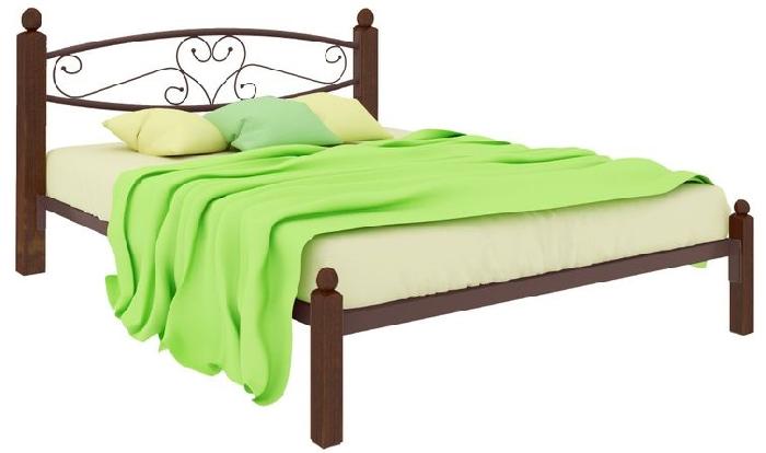 Кровать двуспальная Каролина Lux (СМ 140х190) трубка металл ( 140х190 , металл/дерево , медная шагрень , без подъемного мех. , без ящиков , без матраса (Милсон) )