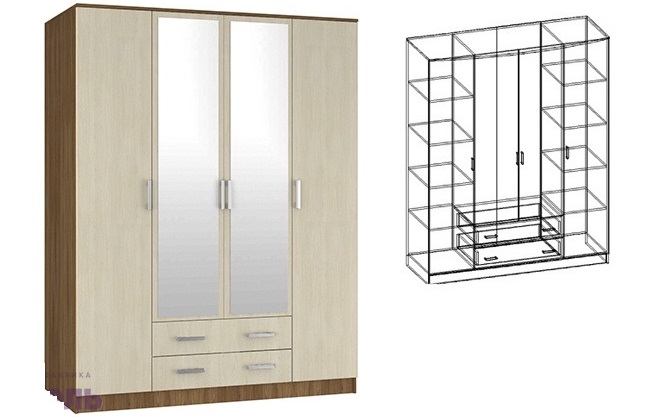 Фото Шкаф Светлана (168) четырехдверный от производителя Мебель Маркет в Бахчисарае по цене 34 440 ₽