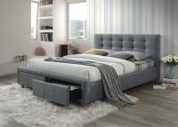 Кровать двуспальная Signal Ascot (СМ 160х200) c ортопедическим основанием ( 160х200 , дерево/ткань , серый  , без подъемного мех. , ящики в комплекте , без матраса (Signal) ) в Бахчисарае от производителя 