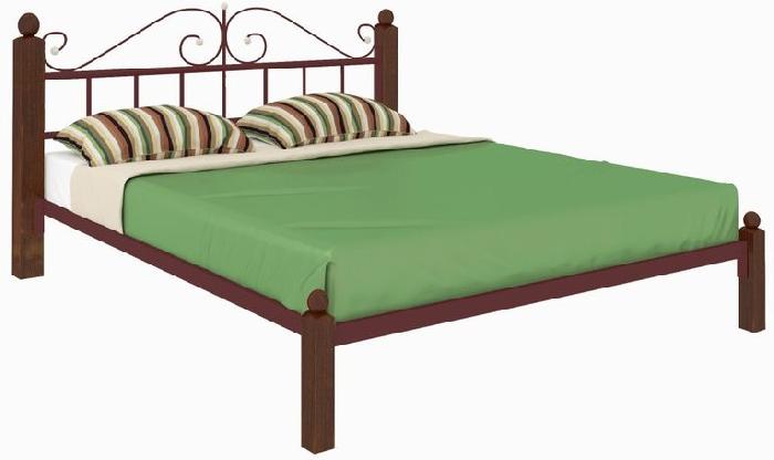 Кровать двуспальная Диана Lux (СМ 160х200) трубка металл ( 160х200 , металл/дерево , медная шагрень , без подъемного мех. , без ящиков , без матраса (Милсон) )