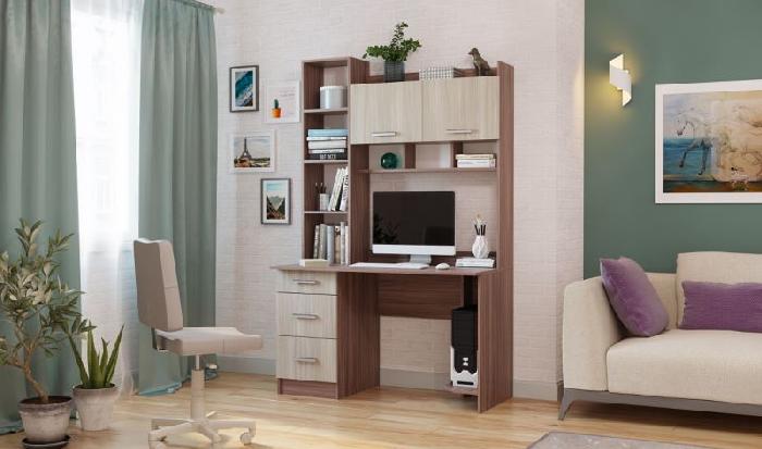 Стол компьютерный ПКС-5 (лдсп, лдсп-ясень шимо темный,  ясень шимо темный, ясень шимо светлый (ПАМИР) ) Стол компьютерный ПКС-5 (лдсп, лдсп-ясень шимо темный,  ясень шимо темный, ясень шимо светлый (ПАМИР) )