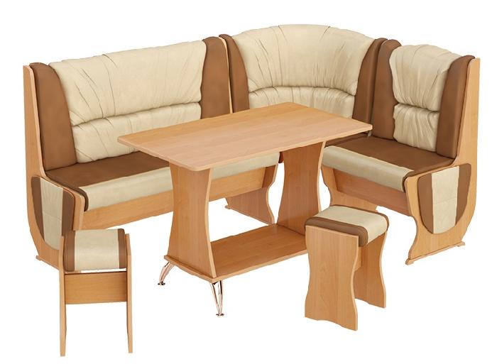 Кухонный уголок-комплект Уют-5 Люкс (ольха, кожзам бук-коричневый (ТриЯ) )