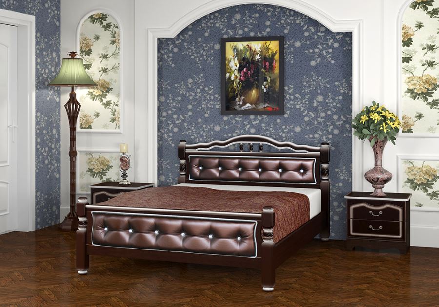 Фото Кровать двуспальная Карина-11 (СМ 160х200) с элементами экокожи, без основания с универсальными царг от производителя Браво-мебель в Бахчисарае по цене 18 910 ₽