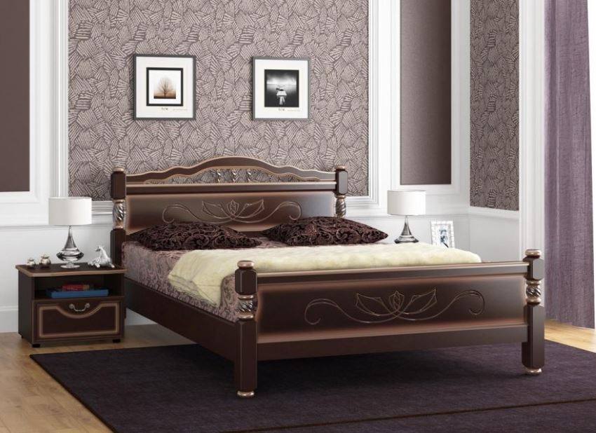 Фото Кровать двуспальная Карина-5 (СМ 140х200) без основания с универсальными царгами от производителя Браво-мебель в Бахчисарае по цене 17&nbsp;530 ₽