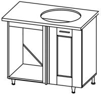 Кухня Селена К-78 стол-мойка угловая 1000 правая (текстиль, карпатская ель,(Глория (Ставрополь Мебель))) в Бахчисарае от производителя 