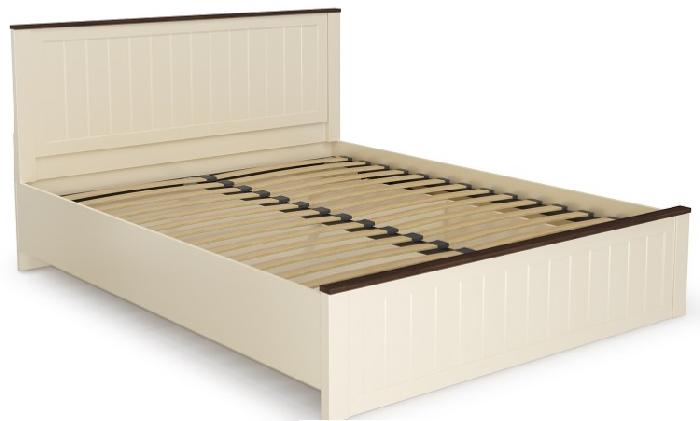 Кровать двуспальная Прованс 37.24-02 (СМ 160х200) с ортопедическим основанием ( 160х200 , ЛДСП , бежевый-дуб кальяри , без подъемного мех. , без ящиков , без матраса (Олмеко) )