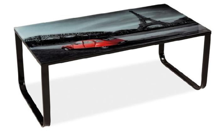 Стол журнальный Signal Taxi II (металл окрашенный, стекло-фотопечать париж,  черный (Signal) ) Стол журнальный Signal Taxi II (металл окрашенный, стекло-фотопечать париж,  черный (Signal) )