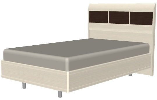 Кровать односпальная Камелия КР-2071 (СМ 120х200) с ламельным основанием ( 120х200 , ЛДСП/МДФ , дуб беленый комбинированный , без подъемного мех. , без ящиков , без матраса (Лером) )