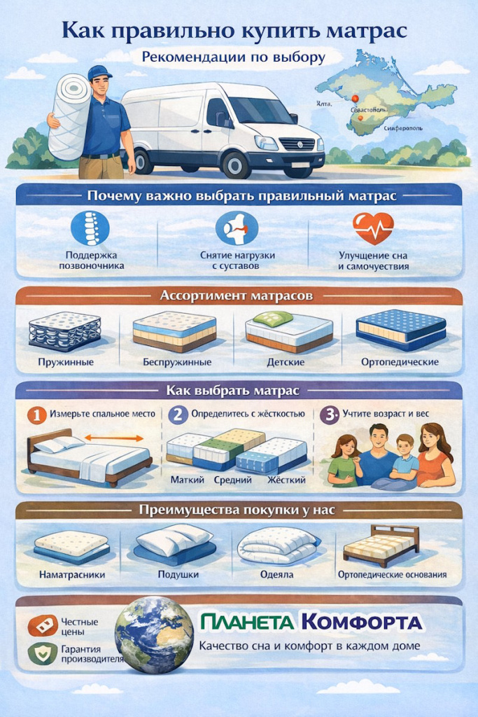 Как купить матрас в интернет магазине Планета Комфорта Бахчисарай